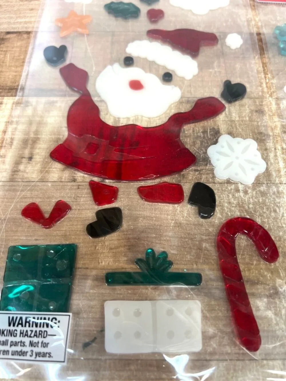 Santa & Snowflake Gel Clings Window Decorations 25 & 6 Count Ages 3+